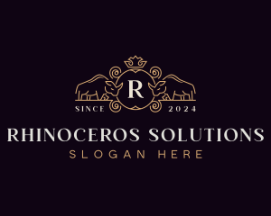 Elegant Rhino Crown logo design
