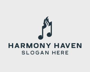 Harmony - Musical Note Flame logo design