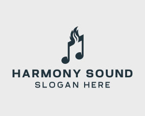 Musical Note Flame logo design