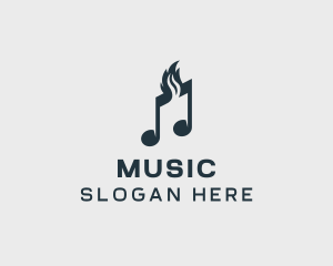 Black - Musical Note Flame logo design