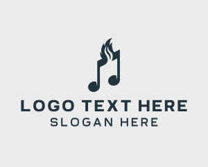 Note - Musical Note Flame logo design
