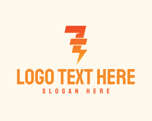 Electricity - Lightning Number 7 logo design