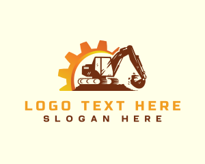 Worker - Excavator Backhoe Machinery logo design