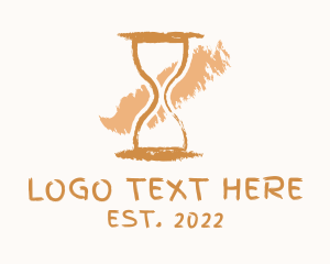 Sandclock - Hourglass Watercolor Paint logo design