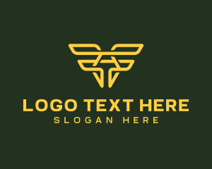 Logistics - Aviation Wings Letter V logo design