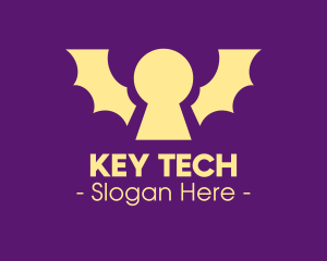 Yellow Bat Keyhole logo design