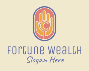 Fortune - Moon Hand Palmistry logo design