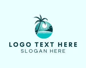 Holiday Getaway - Beach Palm Tree Getaway logo design