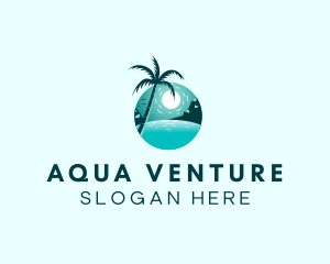 Snorkeling - Beach Palm Tree Getaway logo design