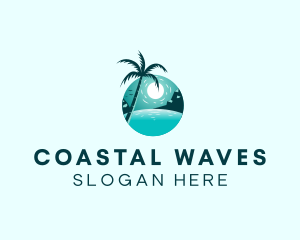 Shore - Beach Palm Tree Getaway logo design