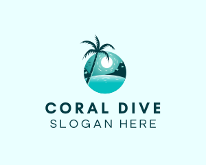 Snorkeling - Beach Palm Tree Getaway logo design