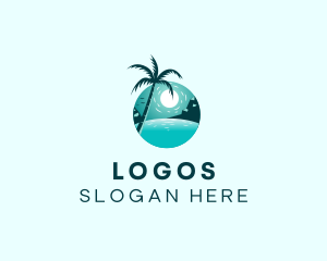 Vacation - Beach Palm Tree Getaway logo design