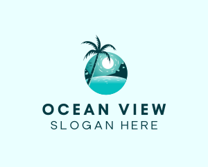 Beach Palm Tree Getaway logo design