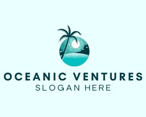 Beach Palm Tree Getaway logo design