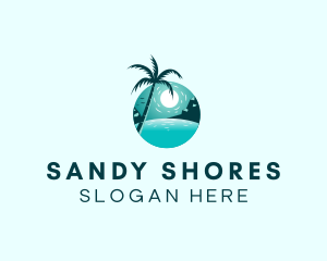 Beach Palm Tree Getaway logo design