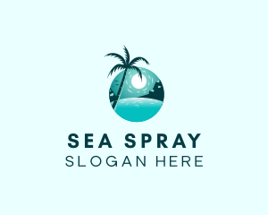 Beach Palm Tree Getaway logo design