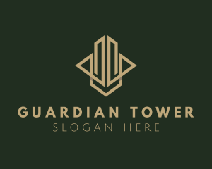 Golden Hotel Skyscraper logo design