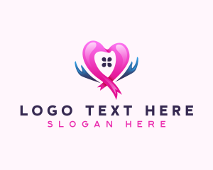 Organization - Charity Hand Love Ribbon logo design