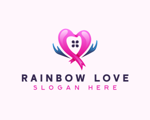 Charity Hand Love Ribbon logo design