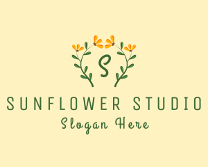 Sunflower - Sunflower Plant Wreath logo design