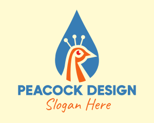 Peacock - Peacock Head Droplet logo design
