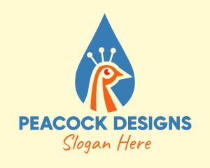 Peacock - Peacock Head Droplet logo design