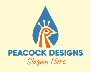 Peacock Head Droplet logo design