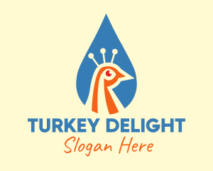 Turkey - Peacock Head Droplet logo design