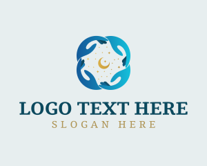 Palm - Moon Star Hand logo design