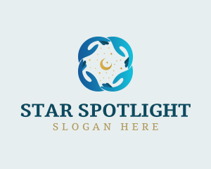 Moon Star Hand logo design