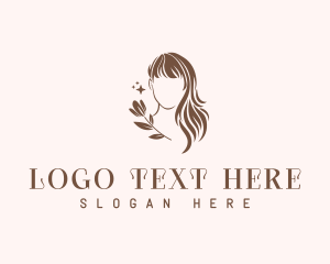 Leaf - Female Hair Wig logo design