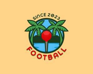 Beach Pin Palm Tree Logo