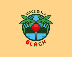 Travel - Beach Pin Palm Tree logo design