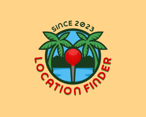 Geolocation - Beach Pin Palm Tree logo design