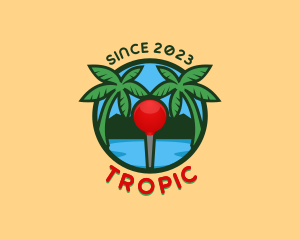 Beach Pin Palm Tree logo design