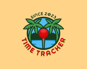 Beach Pin Palm Tree logo design