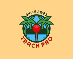 Beach Pin Palm Tree logo design