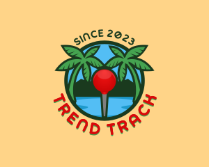 Beach Pin Palm Tree logo design