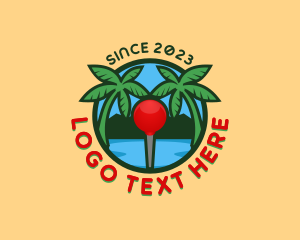 Geolocation - Beach Pin Palm Tree logo design
