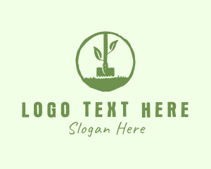 Green - Gardening Shovel Lawn logo design