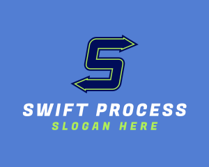 Processing - Blue Arrow Letter S logo design