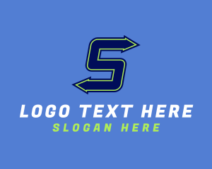 Left - Blue Arrow Letter S logo design