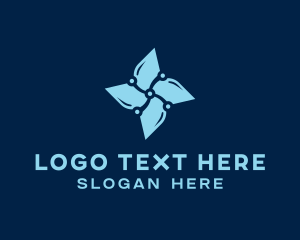 Data - Digital Blue Flower logo design