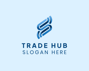 Trade - Curved Ribbon Line logo design