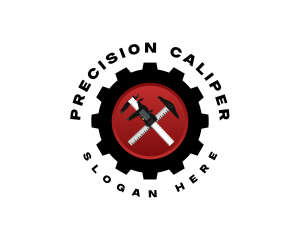 Caliper Ruler Cogwheel logo design