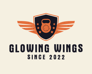 Kettlebell Wings Shield logo design