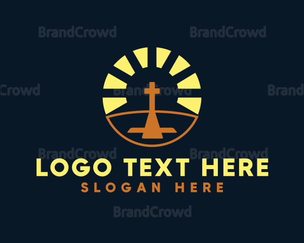 Sunset Crucifix Worship Logo