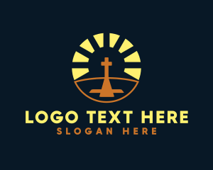 Letter Gg - Sunset Crucifix Worship logo design
