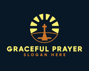 Sunset Crucifix Worship logo design