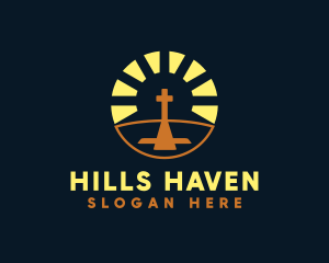 Sunset Crucifix Worship logo design